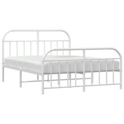 Berkfield Home Metal Bed Frame with Headboard & Footboard White 135x190 cm Double - thumbnail 5