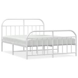 Berkfield Home Metal Bed Frame with Headboard & Footboard White 135x190 cm Double - thumbnail 3