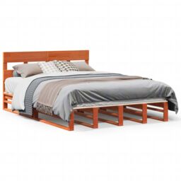Berkfield Home Bed Frame without Mattress Wax Brown 120x190 cm Small Double Solid Wood Pine - thumbnail 2