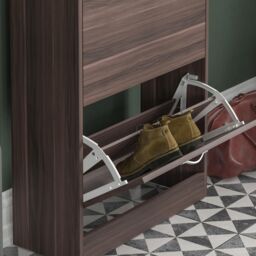 Home Discount Vida Designs 3 Drawer Shoe Storage Cabinet Rack Organizer in Walnut - thumbnail 5
