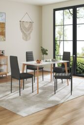 Living and Home Set of 6 Grey PU Leather Armless High Back Dining Chairs - thumbnail 5