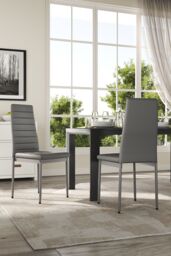 Living and Home Set of 6 Grey PU Leather Armless High Back Dining Chairs - thumbnail 8