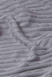 Homescapes Cotton Cable Knit Throw Soft & Cosy Vintage Blanket in Grey - Size: 130 cm x 170 cm - thumbnail 5