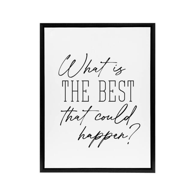 "Artery8 What Is The Best That Could Happen Modern Simple Framed Canvas Art in White - Size: W12"" x H16""" - image 1