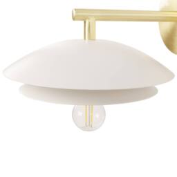 Wyld and Coco Luxe Wall Lamp White Gold Steel Double Open Cone Shade - thumbnail 4