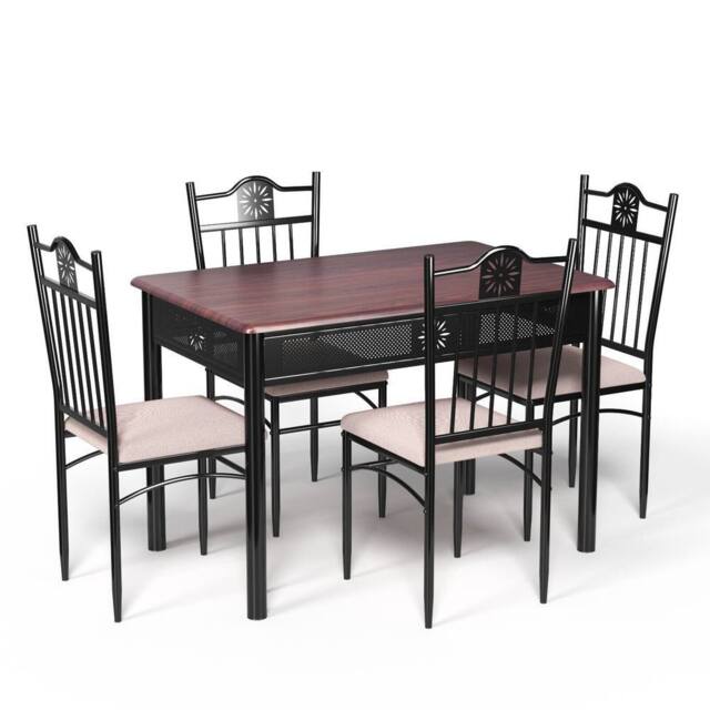 Costway 5 Pieces Dining Table Chairs Set for 4 Person in Dark Brown - image 1