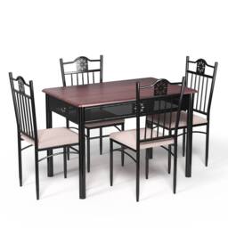 Costway 5 Pieces Dining Table Chairs Set for 4 Person in Dark Brown