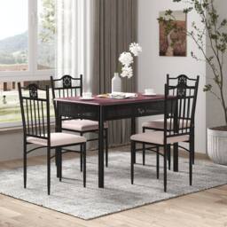 Costway 5 Pieces Dining Table Chairs Set for 4 Person in Dark Brown - thumbnail 2