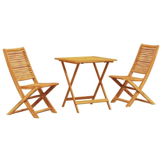 Berkfield Home 3-Piece Folding Bistro Set - Solid Acacia Wood in Brown - image 1