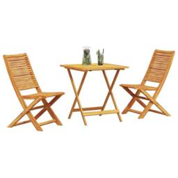 Berkfield Home 3-Piece Folding Bistro Set - Solid Acacia Wood in Brown - thumbnail 3