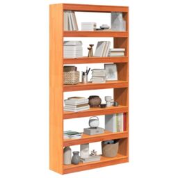 Berkfield Home Book Cabinet/Room Divider 100x30x199.5 cm Solid Wood Pine in Brown - thumbnail 4