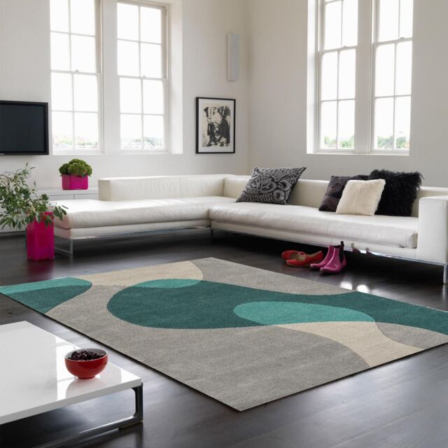 The Rug Shop UK Teal Handmade Modern Abstract Easy To Clean Area Rug - Size: 160 cm x 230 cm - image 1