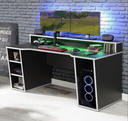Furniture To Go Loadout Black Gaming Desk 2 Shelves with Colour Changing LED - thumbnail 4