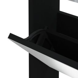 Berkfield Home Shoe Cabinet with Mirror 3-Layer Black 63x17x102.5 cm - thumbnail 6