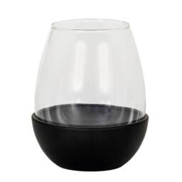 Lemon Pavilion Furniture and Decor Neris Medium Candle Holder with Glass Goblet - L11xW11xH14 cm - Black