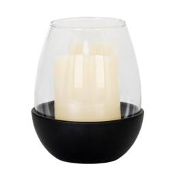 Lemon Pavilion Furniture and Decor Neris Medium Candle Holder with Glass Goblet - L11xW11xH14 cm - Black - thumbnail 2