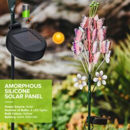LIVIVO LED Solar Garden Light - 8 Hour Battery-Outdoor Waterproof Stake Lamp in Purple - thumbnail 4