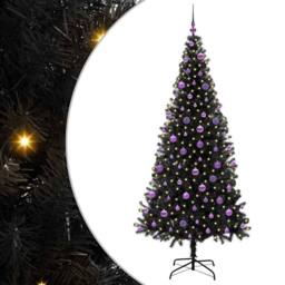 Berkfield Home Christmas Tree with 300 LEDs with Stand Black 210 cm PVC - thumbnail 2