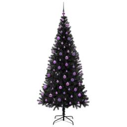 Berkfield Home Christmas Tree with 300 LEDs with Stand Black 210 cm PVC - thumbnail 4