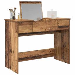 Berkfield Home Traditional Dressing Table with Mirror Old Wood 100x45x76 cm in Brown - Size: 100 x 45 x 76 cm