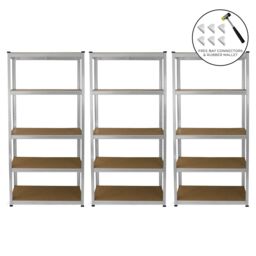 Monstershop 3 x E-Rax Galvanised Racking in Silver - thumbnail 1