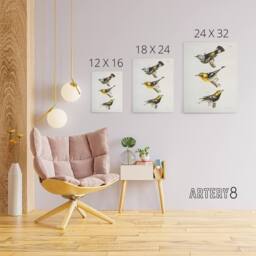 "Artery8 James Ellsworth De Kay Trio of Warbler Birds Canvas Wall Art Print in White - Size: W12"" x H16""" - thumbnail 4