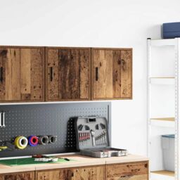 Berkfield Home Garage Wall Cabinets 2 pcs Old Wood Engineered Wood in Brown - thumbnail 3