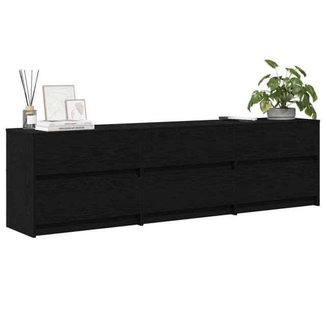 Berkfield Home TV Cabinet Black 182 x 34 x 50 cm Engineered wood - image 1