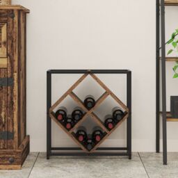 Berkfield Home Wine Rack Old Wood 51x18x52, 5 cm Engineered Wood in Brown - thumbnail 4
