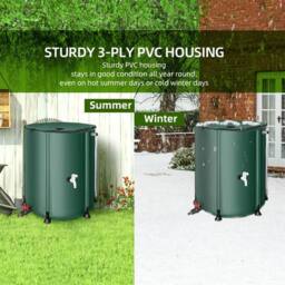 EONLION 160L Collapsible Rain Barrel Water Collection System Rain in Dark Green - Size: 500mm - thumbnail 5