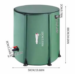 EONLION 160L Collapsible Rain Barrel Water Collection System Rain in Dark Green - Size: 500mm - thumbnail 2