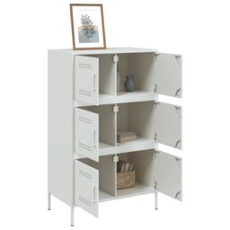 Berkfield Home Highboard White 68x39x113 cm Steel - Size: 68 x 39 x 113 cm - thumbnail 5