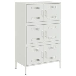 Berkfield Home Highboard White 68x39x113 cm Steel - Size: 68 x 39 x 113 cm - thumbnail 2