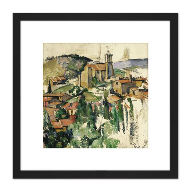 Artery8 Paul Cezanne The Village Of Gardanne Cropped 8X8 Inch Square Wooden Framed Wall Art Print Picture with Mount in Black - image 1