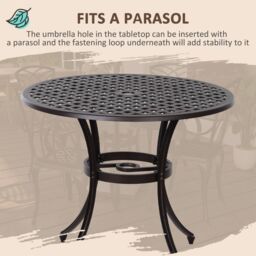 OUTSUNNY 5 PCs Coffee Table Chairs Outdoor Garden Furniture Set with Hole in Brown - thumbnail 6