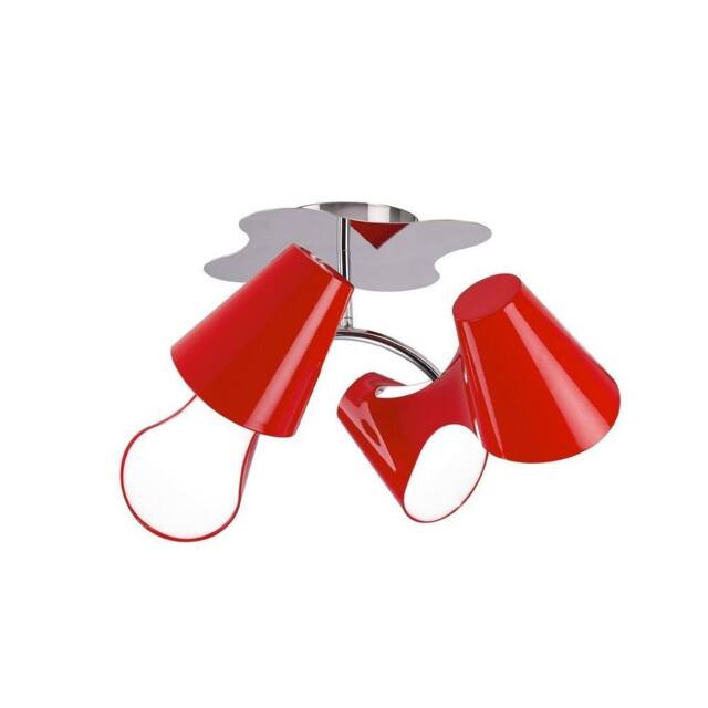 Netlighting Ora Ceiling 2 Arm 4 Light E27 Gloss Red White Acrylic Polished Chrome - image 1