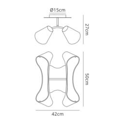 Netlighting Ora Ceiling 2 Arm 4 Light E27 Gloss Red White Acrylic Polished Chrome - thumbnail 2