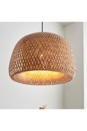 Netlighting Bali Single Pendant Ceiling Lamp Natural Bamboo White Matt Black - thumbnail 2