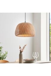 Netlighting Bali Single Pendant Ceiling Lamp Natural Bamboo White Matt Black - thumbnail 5