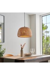 Netlighting Bali Single Pendant Ceiling Lamp Natural Bamboo White Matt Black - thumbnail 6