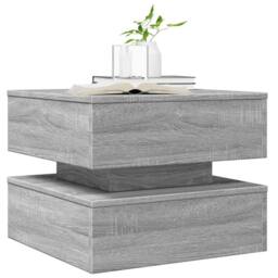 Berkfield Home Modern Coffee Table with LED Lights Grey Sonoma 50x50x40 cm - Size: 50 x 50 x 40 cm - thumbnail 6
