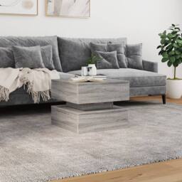 Berkfield Home Modern Coffee Table with LED Lights Grey Sonoma 50x50x40 cm - Size: 50 x 50 x 40 cm - thumbnail 4