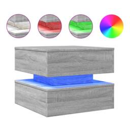Berkfield Home Modern Coffee Table with LED Lights Grey Sonoma 50x50x40 cm - Size: 50 x 50 x 40 cm - thumbnail 3