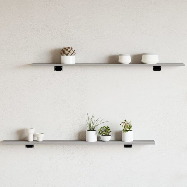 Berkfield Home Wall Shelves 4 pcs Grey Sonoma 100x10x1.5 cm Engineered Wood - image 1