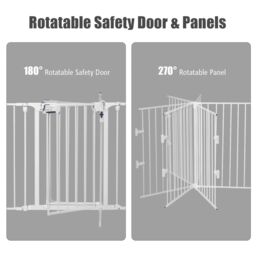 Costway 5 Panel Fireplace Fence Baby Pet Safety Gate Playpen Adjustable Room Divider in White - thumbnail 6