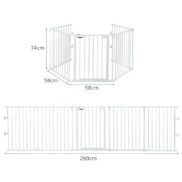 Costway 5 Panel Fireplace Fence Baby Pet Safety Gate Playpen Adjustable Room Divider in White - thumbnail 2