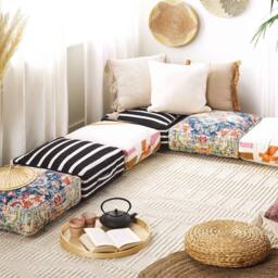 Wyld and Coco Floor Cushion Multicolour Cotton 50 x 50 cm Abstract Pattern
