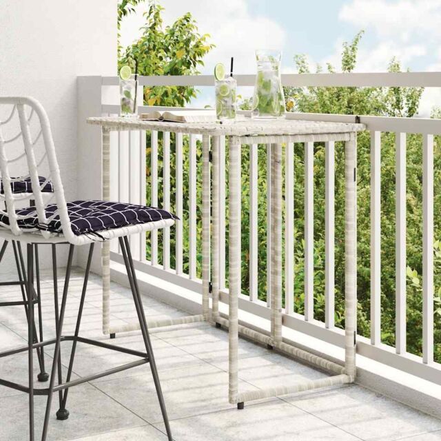 Berkfield Home Folding Garden Table Light Grey 90x51x75 cm Poly Rattan - Size: 90 x 51 x 75 cm - image 1