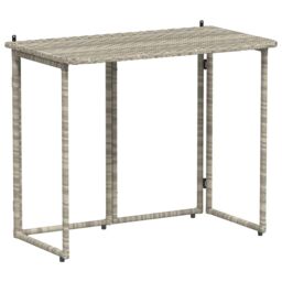 Berkfield Home Folding Garden Table Light Grey 90x51x75 cm Poly Rattan - Size: 90 x 51 x 75 cm - thumbnail 2