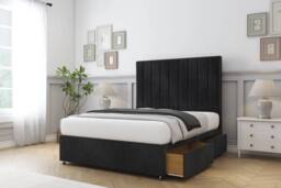 "Sloomy Kansas Naples Divan Set 4 Drawers-26"" Headboard in Black - Size: Small Double" - thumbnail 1